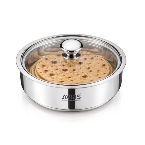 Image 1 of 1.5 liters for the product AVIAS Festiva Stainless Steel Roti Server with Coaster, Small, 1500ml