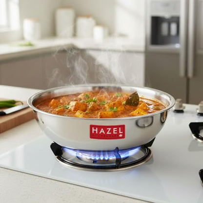 Image 2 of Silver Triply Tasra / 1.5 Litres for the product HAZEL Triply Stainless Steel Tasla Kadai