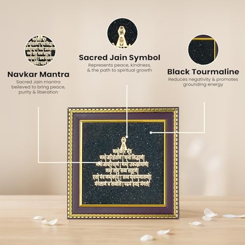 Image 3 of Astrotalk Jain Namokar Mantra Frame with Black Tourmaline | Spiritual Wall Frame for Positive Energy, Peace & Protection | Home Decor for Living Room & Pooja Room | Housewarming Gifts for New Home