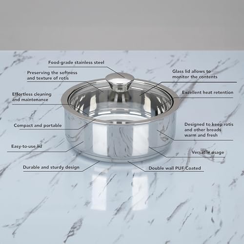 Image 3 of Sumeet Stainless Steel Insulated Roti/Chapati Casserole Set 1.6L Each 2-Piece
