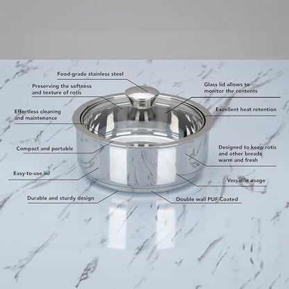 Image 3 of Sumeet Stainless Steel Insulated Roti/Chapati Casserole Set 1.6L Each 2-Piece