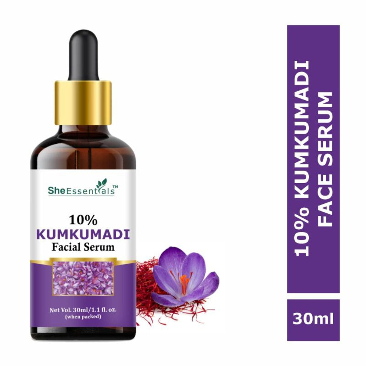 Image 1 of 30 ml / Pack of 1 for the product She Essentials Kumkumadi Tailam Saffron Night Serum Face Oil For Skin Glow, Anti Aging, Dark Spots