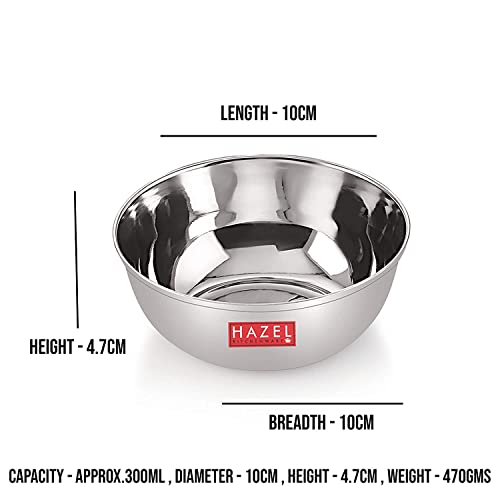Image 4 of HAZEL Stainless Steel Modern Bowl - Set of 6, Silver