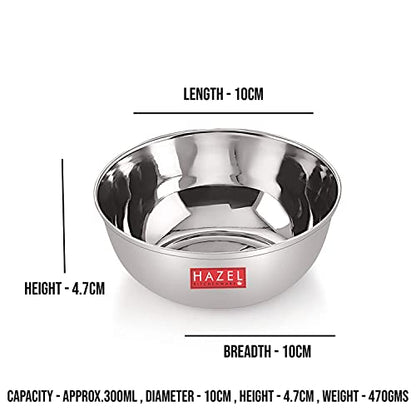 Image 4 of HAZEL Stainless Steel Modern Bowl - Set of 6, Silver