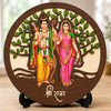 Image 1 of Default Title for the product Ram Sita Round Wooden Devotional Idol with Stand for Puja Room, Home Decor & Religious Gift - 5x5 Inch