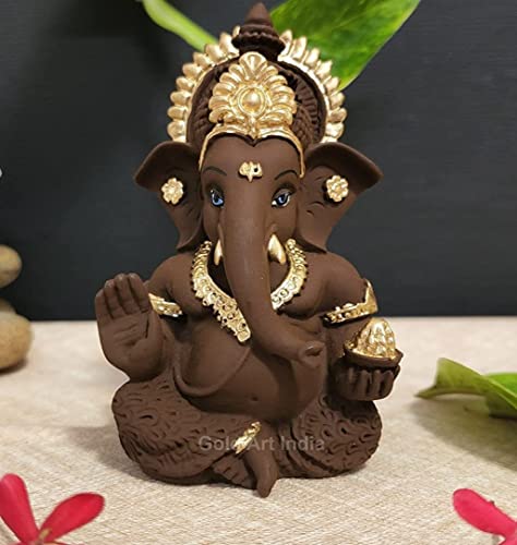 Image 9 of Brown terracotta for the product Gold Art India Ganesha Idol