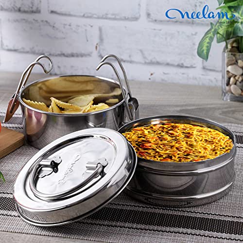 Image 5 of neelam Clipper Stainless Steel Tiffin Box Set, 2-Pieces, 1500 ml