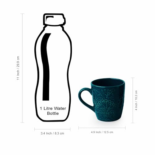 Image 7 of ExclusiveLane Teal Forest Ceramic Coffee Mugs Set of 6 180 ml