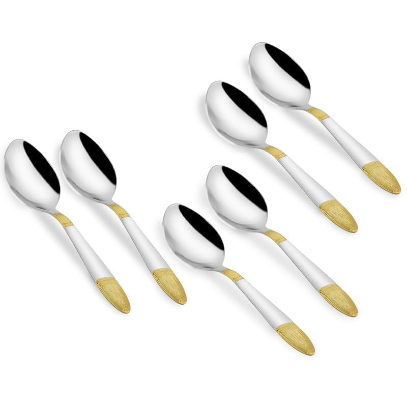 Image 3 of Parage 6 Pieces Stainless Steel 24k Golden Dinner Spoons Set, 16 cm