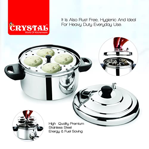 Image 6 of Crystal Stainless Steel Idli Cooker (Dlx) 4 Plates, Induction Compatible