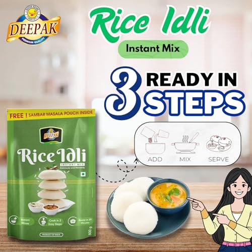 Image 5 of Deepak Rice Idli Instant Mix | Quick & Easy To Prepare | Ready-To-Cook Idli Mix| No Added Colours Or Preservatives | Authentic South Indian Taste