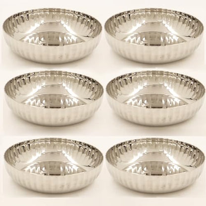 Image 5 of Pack of 6 for the product Spillbox Stainless Steel Hammered Bowl Quarter Plates Snack Plate Nasta Plate Dessert Plate Set Side Dish Cup Mirror Finish BPA Free