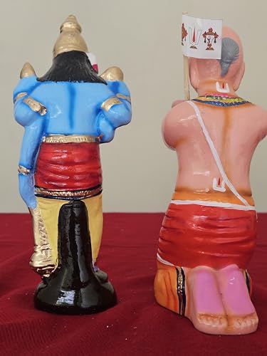 Image 3 of Breeze Handicrafts Paper Mache Golu Doll, Ramanujar Doing alngaram to god Vishnu, Navratri Golu Bommai Display for golu Stand ramanujar Vishnu alankaram