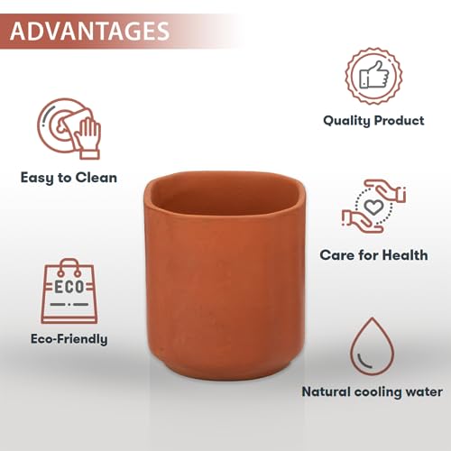 Image 7 of Mitti Cool Handmade Terracotta Clay Square Cup Set of 6-170ml