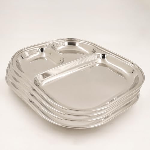 Image 4 of Pack of 4 for the product Spillbox Stainless Steel Tiffin Plate
