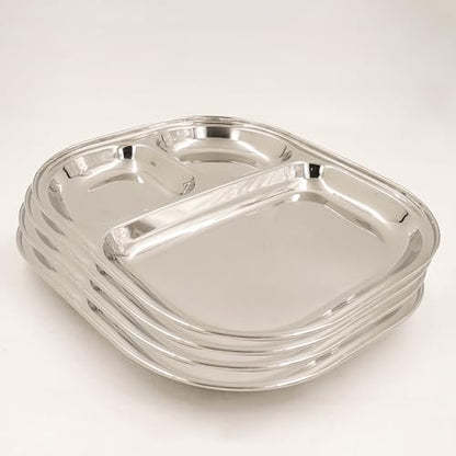 Image 4 of Pack of 4 for the product Spillbox Stainless Steel Tiffin Plate
