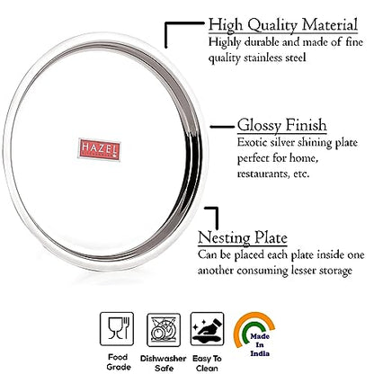 Image 3 of HAZEL Stainless Steel Plates Set 25 cm