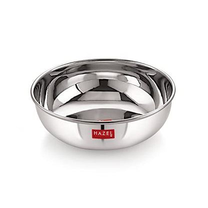 Image 2 of Stainless Steel (1.8 Ltr) / 1800 ml - Without Lid for the product HAZEL Stainless Steel Tasra Kadhai Cookware
