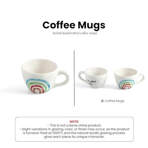 Image 6 of ExclusiveLane Rainbow Bright Hand-Painted Ceramic Coffee Mug Set of 2 220 ML