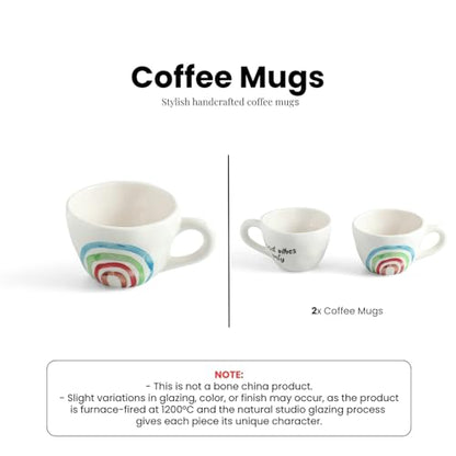 Image 6 of ExclusiveLane Rainbow Bright Hand-Painted Ceramic Coffee Mug Set of 2 220 ML