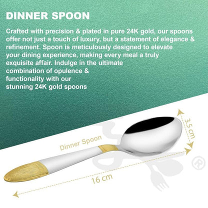 Image 7 of Parage 6 Pieces Stainless Steel 24k Golden Dinner Spoons Set, 16 cm