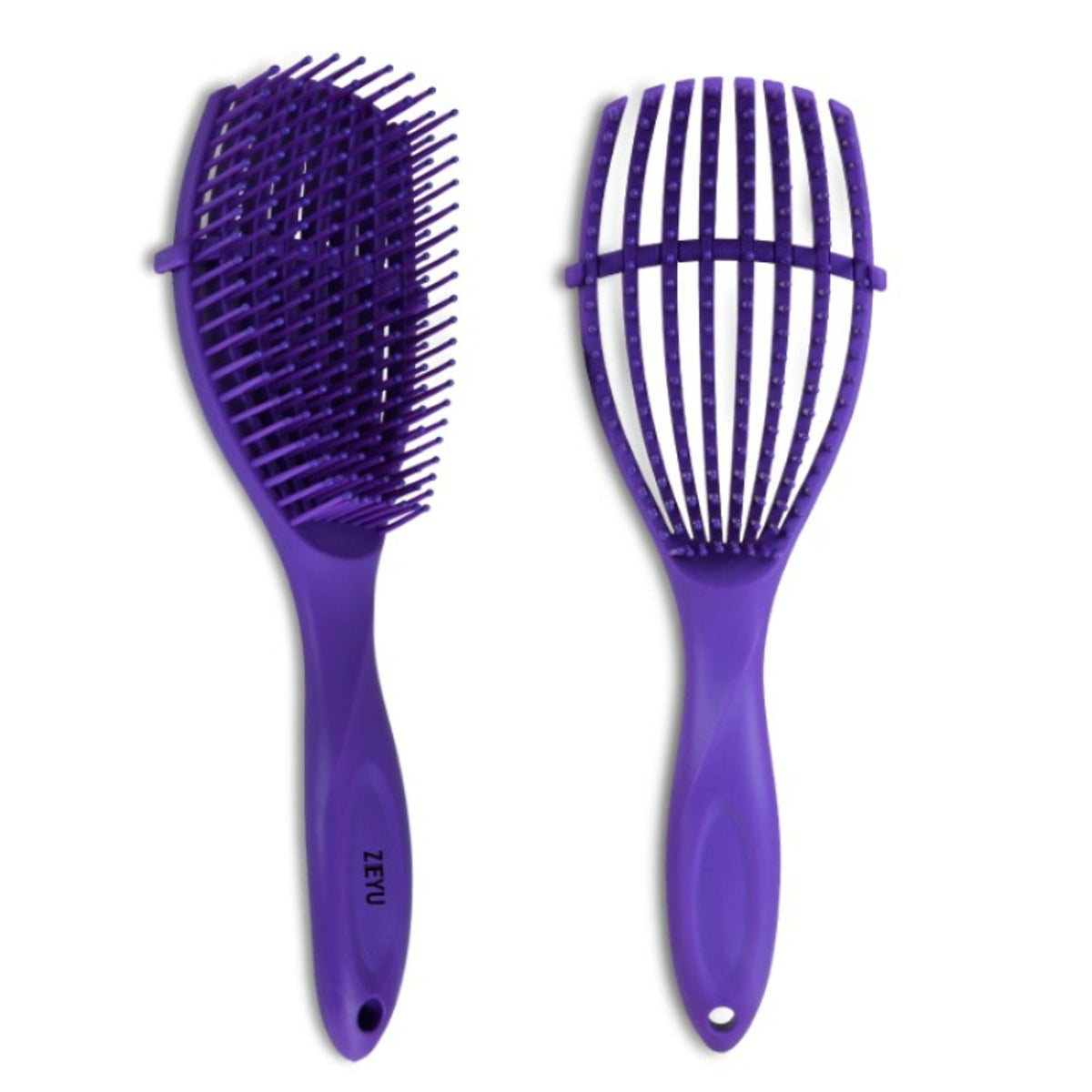 Image 1 of Default Title for the product ZEYU Detangler Hairbrush for Curly Hair – 8-Row Flexible & Soft Nylon Bristles- Blue