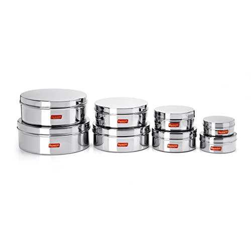 Image 6 of Sumeet Stainless Steel Flat Canisters Storage Containers Set of 8Pcs