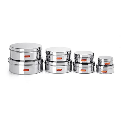 Image 6 of Sumeet Stainless Steel Flat Canisters Storage Containers Set of 8Pcs