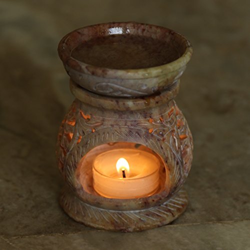 Image 7 of Pure Source India Stoneware Aroma Home Fragrance Diffuser (3 x 3 x 3.5 inch, Brown)
