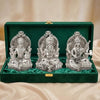 Image 1 of Default Title for the product Dev Aastha 999 Silver Plated Lakshmi Ganesh Saraswati Idol for Diwali Decor 3.7 Inch