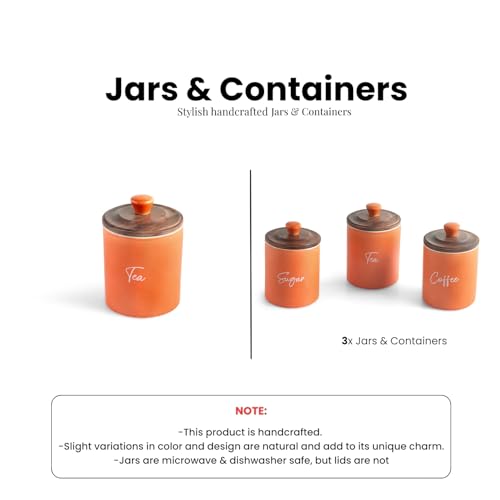Image 5 of ExclusiveLane London Diary Airtight Ceramic Jars For Kitchen Storage Set of 3, 330 ml