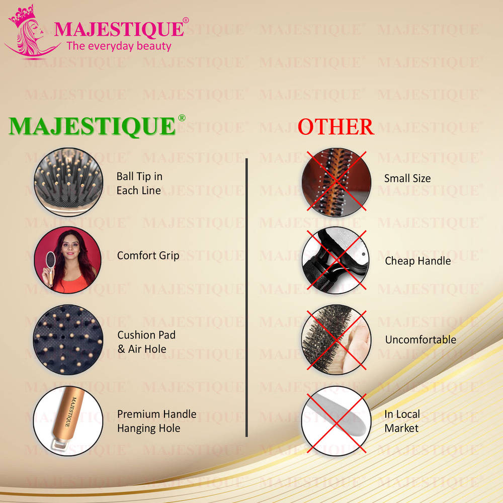 Image 5 of Majestique Golden Oval Detangler Brush - Friendly Detangling Brush Ultra-Soft Tipped Nylon