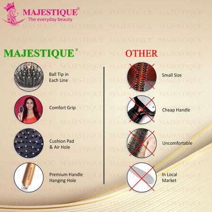 Image 5 of Majestique Golden Oval Detangler Brush - Friendly Detangling Brush Ultra-Soft Tipped Nylon
