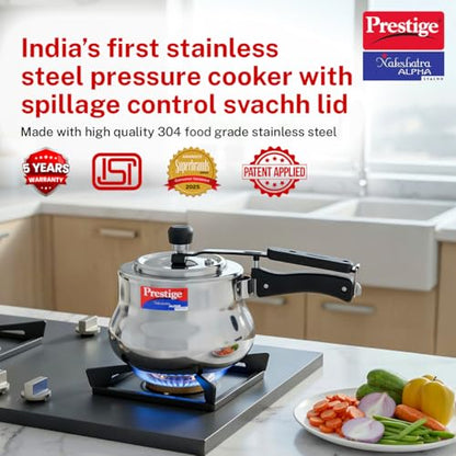 Image 3 of Prestige Stainless Steel Nakshatra Alpha Svachh Inner Lid Pressure Cooker 3.5 Litre