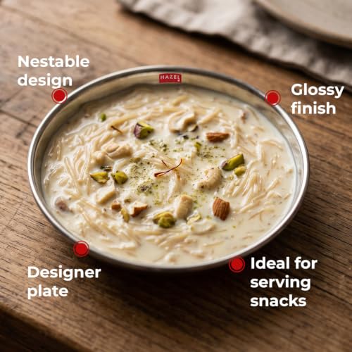 Image 4 of HAZEL Stainless Steel Halwa Plates Set of 2 100ml