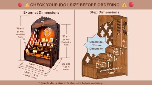 Image 2 of STEPn'SPACE Wooden Temple with 3 Steps & LED Size XXL- W48 x D38 x H70 cm