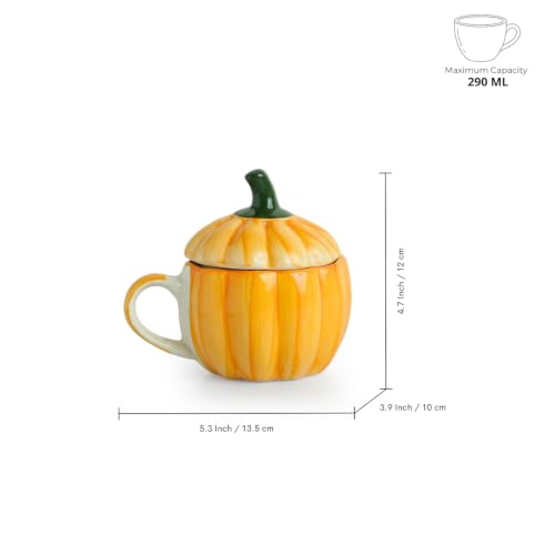 Image 6 of ExclusiveLane Capsicum Bloom Ceramic Coffee Mug with Lid 290 ml