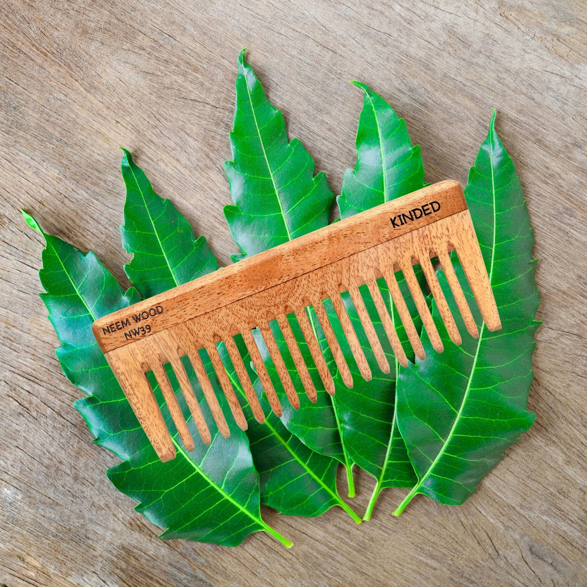 Image 6 of KINDED Handmade Oil Treated Wooden Hair Comb - Neem Wood NW39, Wide Tooth