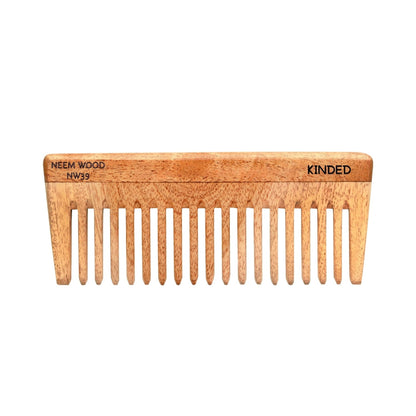 Image 8 of KINDED Handmade Oil Treated Wooden Hair Comb - Neem Wood NW39, Wide Tooth