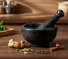 Image 1 of Default Title for the product KLEO 6" Wide (BIG SIZE) BLACK Natural Marble Stone Mortar And Pestle Set