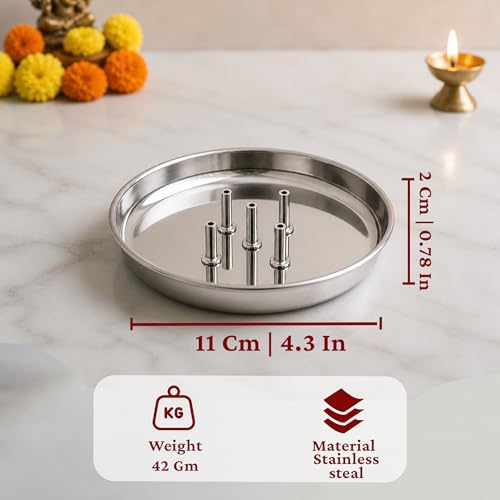 Image 2 of Spillbox Brass Stainless Steel Incense Stick Holder Stand Bowl