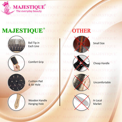 Image 5 of Majestique Wood Hair Brush - Eco Friendly Paddle Hairbrush, Bamboo Brush with Pin Bristles