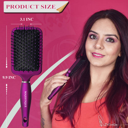 Image 2 of Majestique Purple Paddle Hair Brush - Refresh and Extend - Soft Nylon Bristles