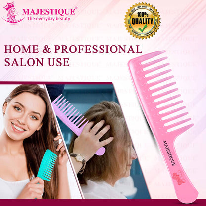 Image 6 of Majestique Wide Tooth Comb For Curly Hair - Pink