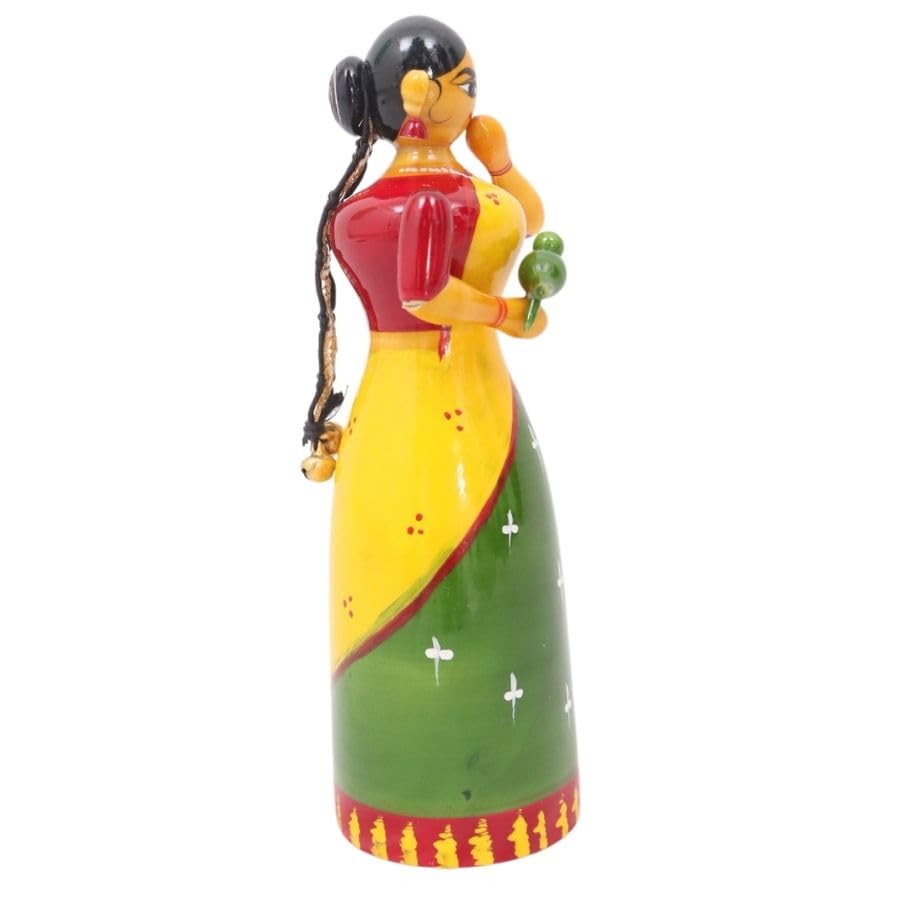 Image 5 of Handcrafted Etikoppaka Parrot Lady Showpiece Toy | 6 in