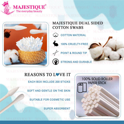 Image 3 of Majestique Dual-purpose Cotton Swab Makeup Remover Stick - 200 Pcs