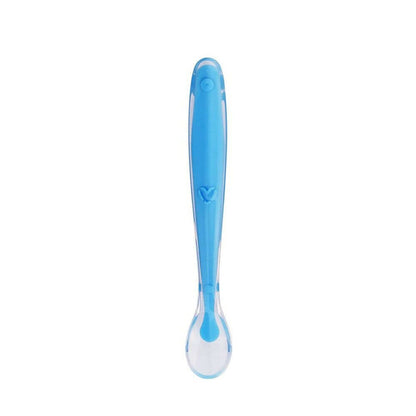 Image 1 of Pack of 1 for the product Safe-O-Kid Soft Tip Silicone Spoon, Blue For Kids Protection