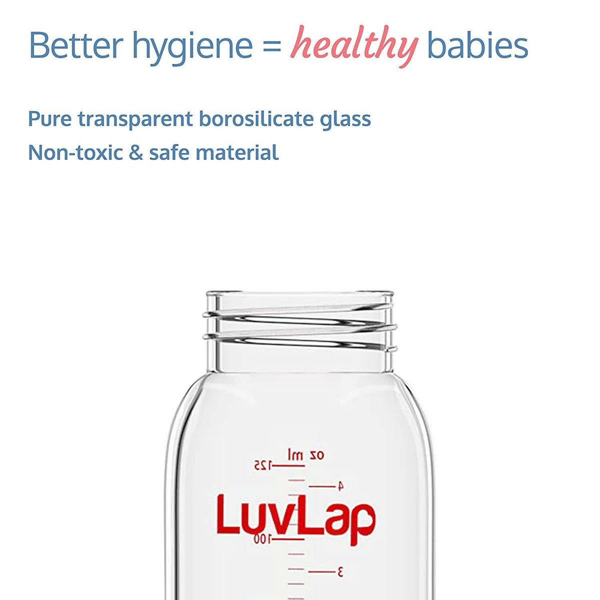 Image 4 of LuvLap Essential Slim Neck Glass Feeding Bottle