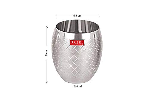 Image 3 of HAZEL Matt Finish Designer Stainless Steel Drinking Glasses 260 ml, Silver