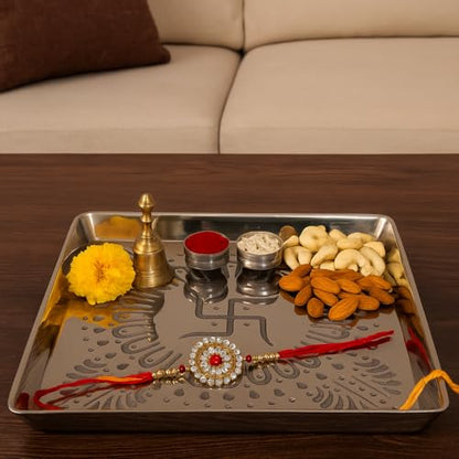 Image 1 of Default Title for the product ALCU Pooja Thali for Diwali & Navratri (Silver)
